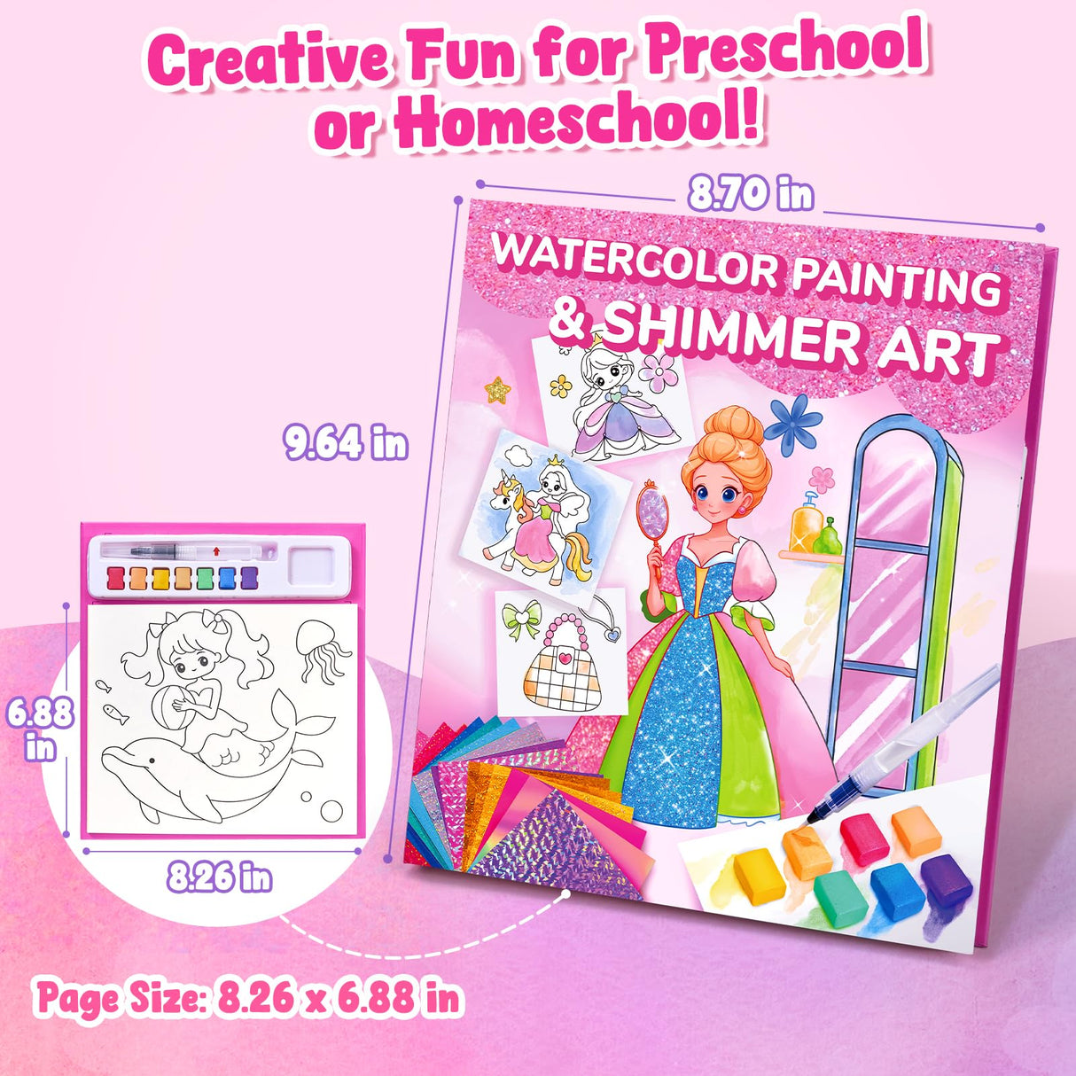JoyCat Paint with Water Coloring Books, Art & Craft Activity, Princess No Mess Art for Kids Ages 4-8, Craft Kits & Supplies, DIY Creative Activity, Presents for Girls & Boys JoyCat