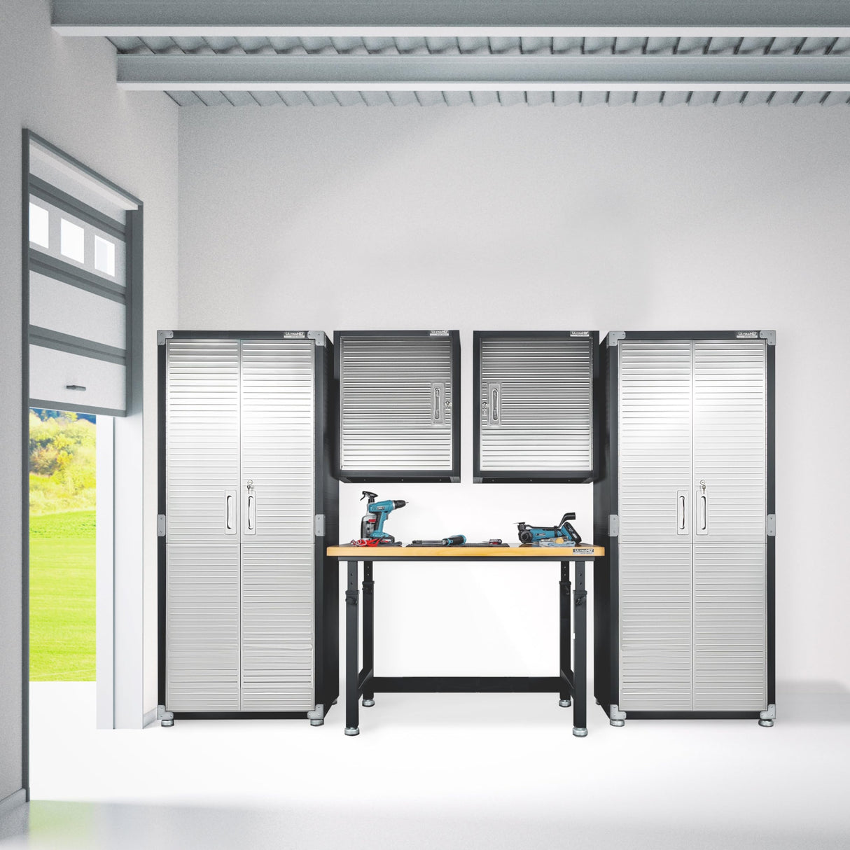 Seville Classics UltraHD 5-Piece Storage Cabinet System with Workbench Seville Classics