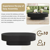Merax Modern Oval Coffee Table with Sturdy Base, Wood Minimalist Fluted Center Tables for Living Room Reception Room, Easy Assemble,Black Merax
