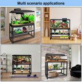 HONYTA Fish Tank Stand Heavy Duty Metal Aquarium Stand 55 Gallon Tank Stand 660LBS 48.4" L x 14.17“W x 29.5”H, Double Layer for Home and Office More Storage Space, Black HONYTA