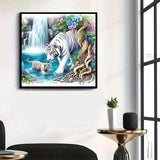 GXGLLPZBY 5D Diamond Paintings Kits for Beginners, Tiger Diamond Arts Kits for Adults, DIY Waterfall Paint by Diamonds, Full Drill Dot Gem Art Painting Kit for Home Wall Decor 13.8x13.8inch GXGLLPZBY