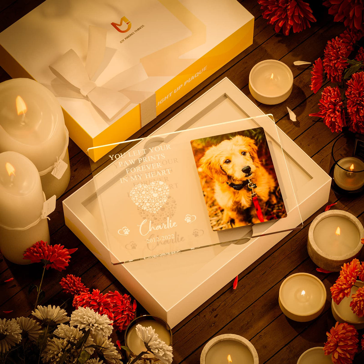 Bemaystar Personalized Pet Memorial Gifts Dog Memorial Gifts for Loss of Dog Pet Loss Gifts in Memory of Dog Night Lights Custom Dog Memorial Plaque Cat Memorial Photo Frame Pet Sympathy Gifts Bemaystar