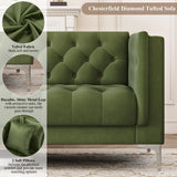 HIFIT 79" W Green Velvet Sofa Couch with 2 Pillows, 3 Seater Couches for Living Room, Handmade Button Tufted Cushions and Metal Legs, Modern Sofa for Apartment, Office HIFIT