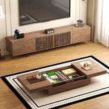 NessCarsti Mid-Century Modern TV Stand & Expandable Coffee Table Set, Walnut Finish, Stylish Storage Combo for Living Room or Bedroom (94.48“TV Stand+Coffee Table) NessCarsti