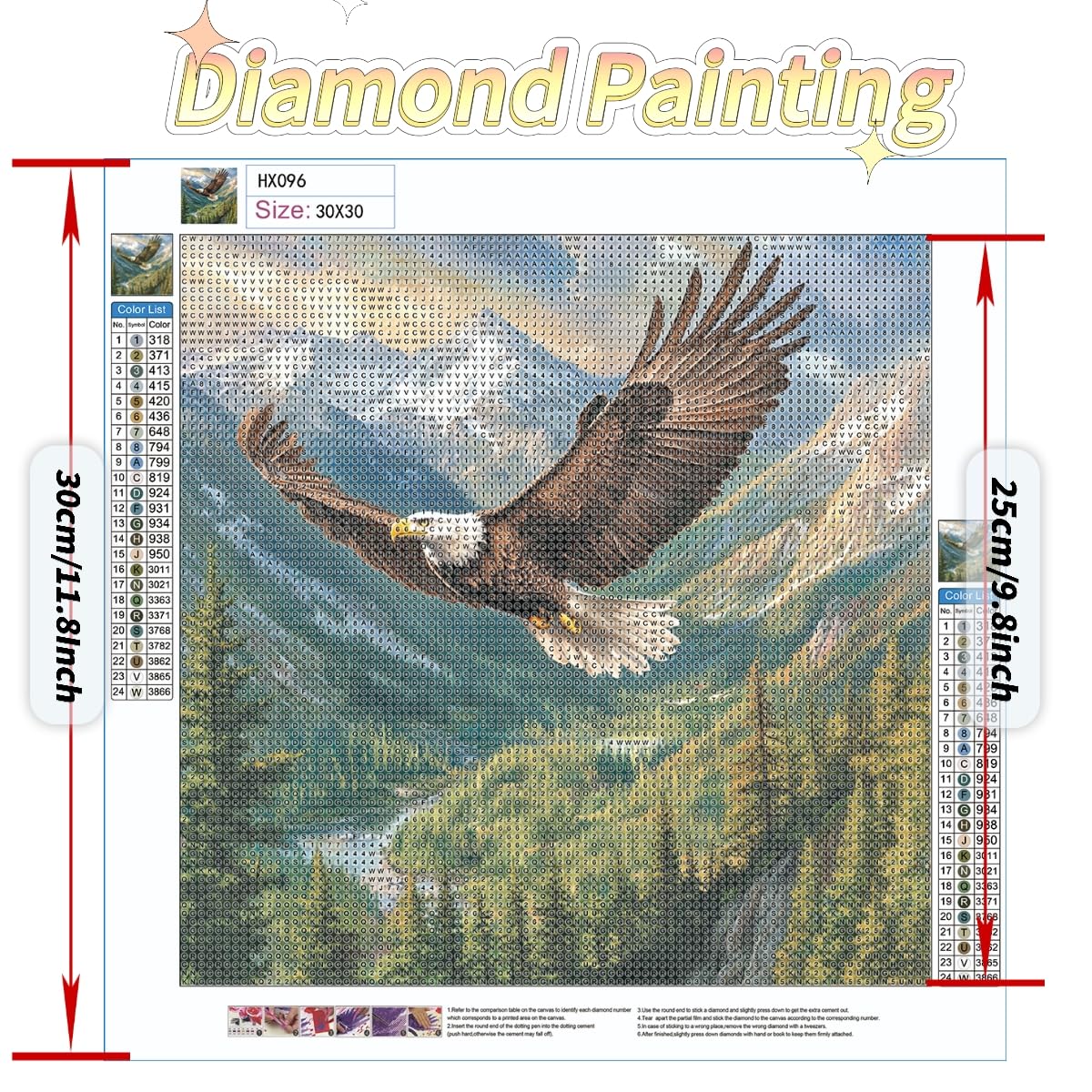 Milila Diamond Painting Kits for Adults Full Drill Round Diamond Art Kits for Beginners for Home Wall Decor 11.8x11.8inch(Eagle) Milila