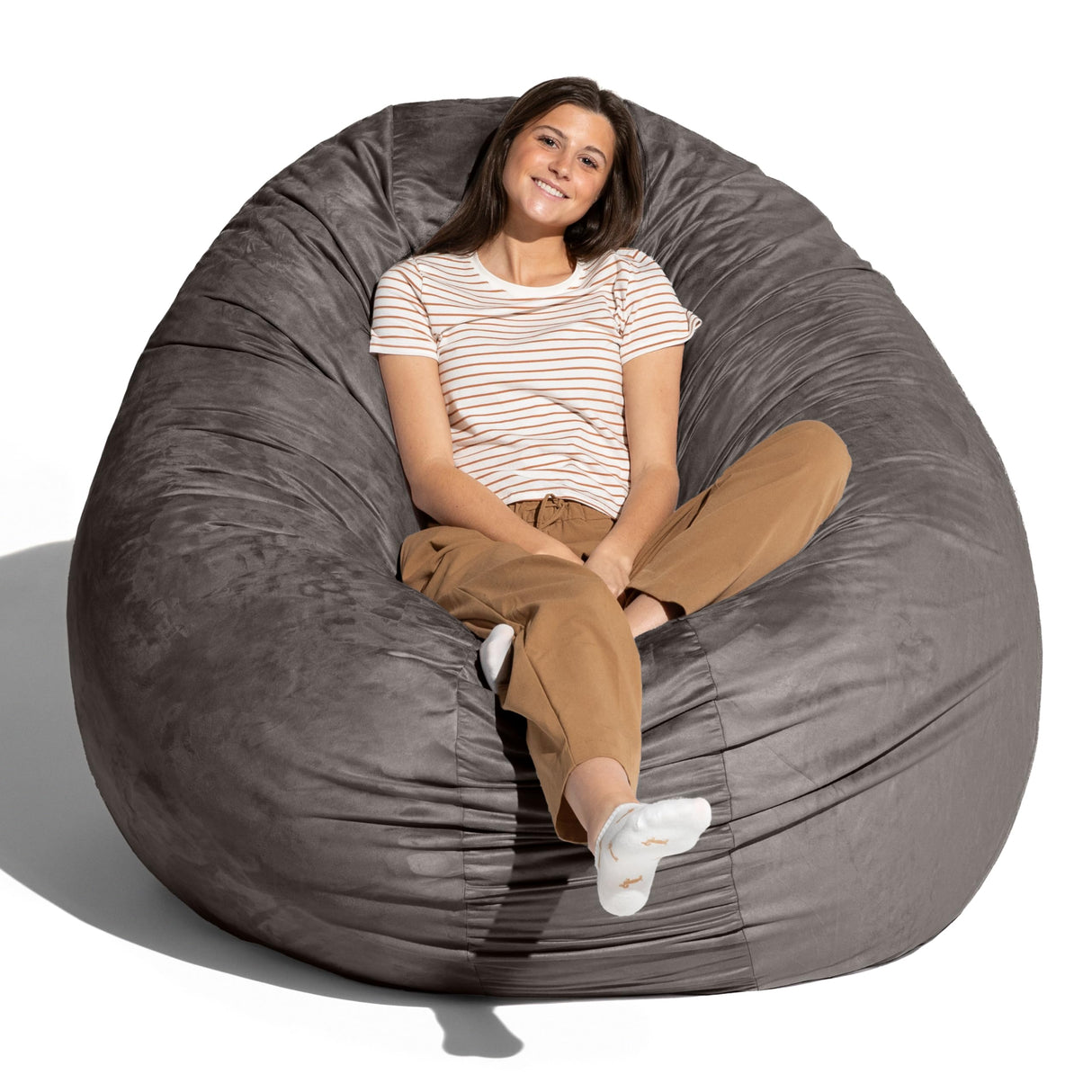 Jaxx 6 Foot Cocoon - 2-in-1 Convertible Bean Bag Bed & Large Bean Bag Chair for Adults, Charcoal Jaxx