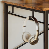 IRONCK Computer Desk 47" with Power Outlet & Storage Shelves, Study Writing Table with USB Ports Charging Station, PC Desk Workstation for Home Office, Rustic Brown IRONCK