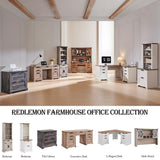 RedLemon 60" Farmhouse L Shaped Desk with Hutch, Wood Home Office Executive Desk with Drawer, Charging Station, File Drawer, Storage Cabinet, Rustic Writing Computer Desk (Light Rustic Oak) RedLemon