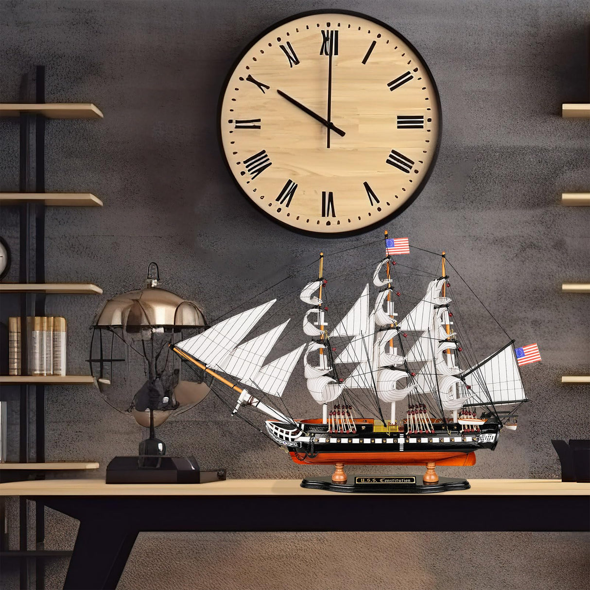 SAILINGSTORY Wooden Model Ship USS Constitution 1/140 Scale Replica Frigate Sailing Warship Model Sailboat Decor HOME DECOR SAILINGSTORY