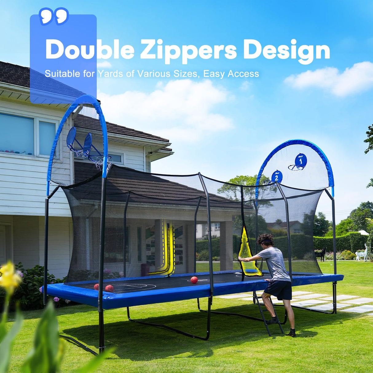 Zupapa 1500LBS Weight Capacity Rectangle Trampoline 10x17FT 9X15FT 8X14FT Outdoor Square Gymnastics Trampolines for Kids Adults Long Large Big Rectangular Tumbling Trampolin Zupapa