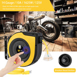 EP Retractable Extension Cord Reel,75 Feet 14 AWG/3C SJTOW Heavy Duty Power Cord,10 AMP Circuit Breaker, 3-Lighted Triple Outlets,Ceiling or Wall Mount Use Indoor/Outdoor, Yellow EP