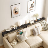 HOOBRO 47.2" Skinny Console Table with Power Outlets, 5.9" Behind Couch Table with Charging Station, Narrow Sofa Table, Long and Thin Table for Entryway, Living Room, Black BB15XG01G1 HOOBRO