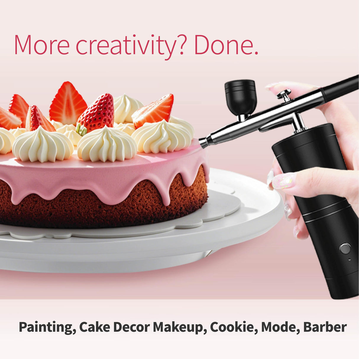 AYYHG Cordless Rechargeable Airbrush Kit with Compressor - Adjustable High-Pressure Non-Clogging 0.3mm Nozzle Complete Set for Nail Art, Cake Decor, Barber, Model Painting & Makeup (Black) AYYHG