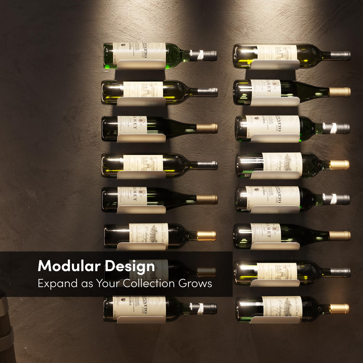 xympo Wall Mounted Wine Rack Set – 6-Piece Aluminum Bottle Holders with Non-Slip Cork Pads for Secure Storage xympo