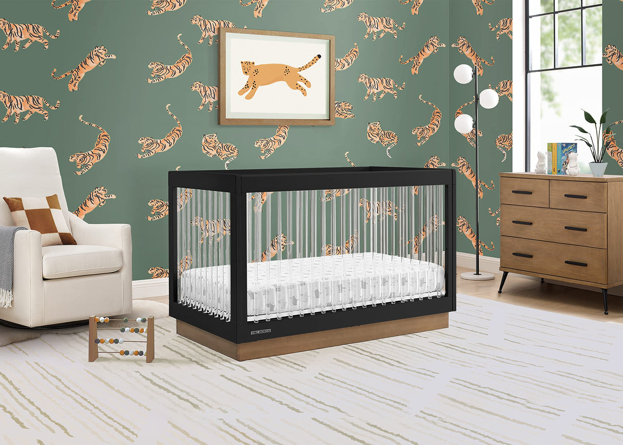 Delta Children James Acrylic 4-in-1 Convertible Crib - Greenguard Gold Certified, Midnight Grey/Acorn Delta Children
