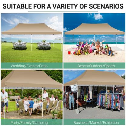 COBIZI 10x20ft Pop Up Canopy Tent with 4 Removable Sidewalls, Easy Up Commercial Canopy, Waterproof and UV50+ Gazebo with Portable Bag, Adjustable Leg Heights,Party Tents for Parties