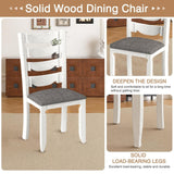 Peatuk 7-Piece Solid Wood Dining Table Set with 6 Upholstered Chairs - Easy Assembly Modern Design for Kitchen & Small Spaces, Durable Wooden Table and Chairs for Dining Room, Kitchen, Light Grey Peatuk