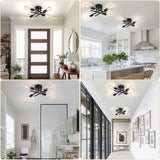 SunRider Industrial 4-Light Semi Flush Mount Ceiling Light Fixture, Modern Farmhouse Lights Matte Black, Rustic Sputnik Chandelier for Bedroom Foyer SunRider