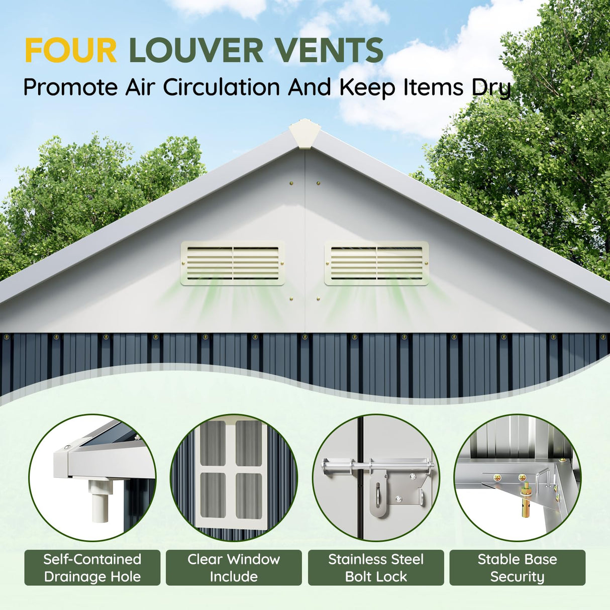 Breezz 6X8FT Outdoor Steel Storage Shed with Clear Window, Lockable Doors, Weather-Resistant Metal Tool Shed for Garden, Backyard, Patio, and Utility Storage.Nightblue BreezZ