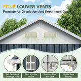 Breezz 6X8FT Outdoor Steel Storage Shed with Clear Window, Lockable Doors, Weather-Resistant Metal Tool Shed for Garden, Backyard, Patio, and Utility Storage.Nightblue BreezZ