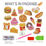 Sitsink Diamond Art Magnet Kit - Small Diamond Painting Refrigerator Magnets with Snacks Pattern, Rhinestone Gem Art Crafting Set for Adult Women (16 Pcs) Sitsink