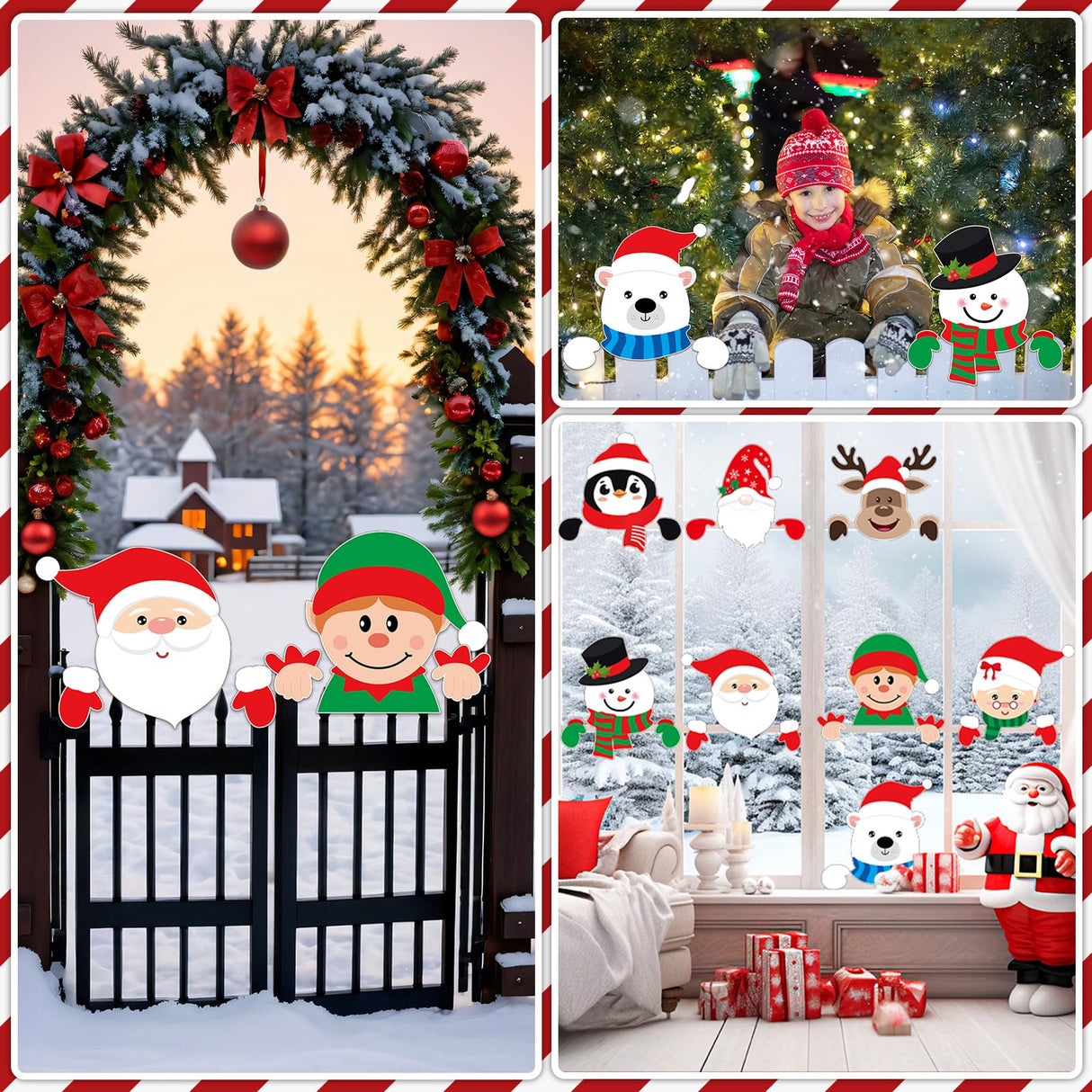 gisgfim 8 Pcs Christmas Fence Peeker Decorations Santa Claus Elk Snowman Elf Yard Peeking Art Sign Cute Christmas Winter Holiday Outdoor Fence Sign Ornament for Xmas DIY Home Garden Yard Decor gisgfim