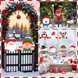 gisgfim 8 Pcs Christmas Fence Peeker Decorations Santa Claus Elk Snowman Elf Yard Peeking Art Sign Cute Christmas Winter Holiday Outdoor Fence Sign Ornament for Xmas DIY Home Garden Yard Decor gisgfim