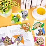 Anseal 8 Pcs Diamond Art Bookmarks, Rhinestone Crystal Corner Bookmarks for Book Lovers, Triangle Embroidery Painting Arts Crafts Book Mark for Kids (Animal) Anseal
