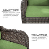 Joyside Wicker Patio Furniture Sets 8 Piece Set with 3-Seat Sofa, 2 Swivel Rocking Armchairs, 2 Armchairs, 2 Ottoman and 1 Side Table Wicker Outdoor Conversation Set(Brown Mixed Gray/Green) Joyside