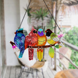 DASTOLL Stained Glass Window Hanging, Birds on A Branch Stain Glass Suncatcher, Hand-Painted Sun Catchers Indoor Window Decoration Bird Lover Gift for Mom, Grandma, Stocking Stuffers for Women DASTOLL