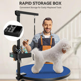 YITAHOME 24" Electric Lift Dog Grooming Table, Rotating Desktop Grooming Table for Dogs at Home, Adjustable Overhead Arm & Tools Organizer Pet Grooming Station for Small Dogs Cats, Blue YITAHOME