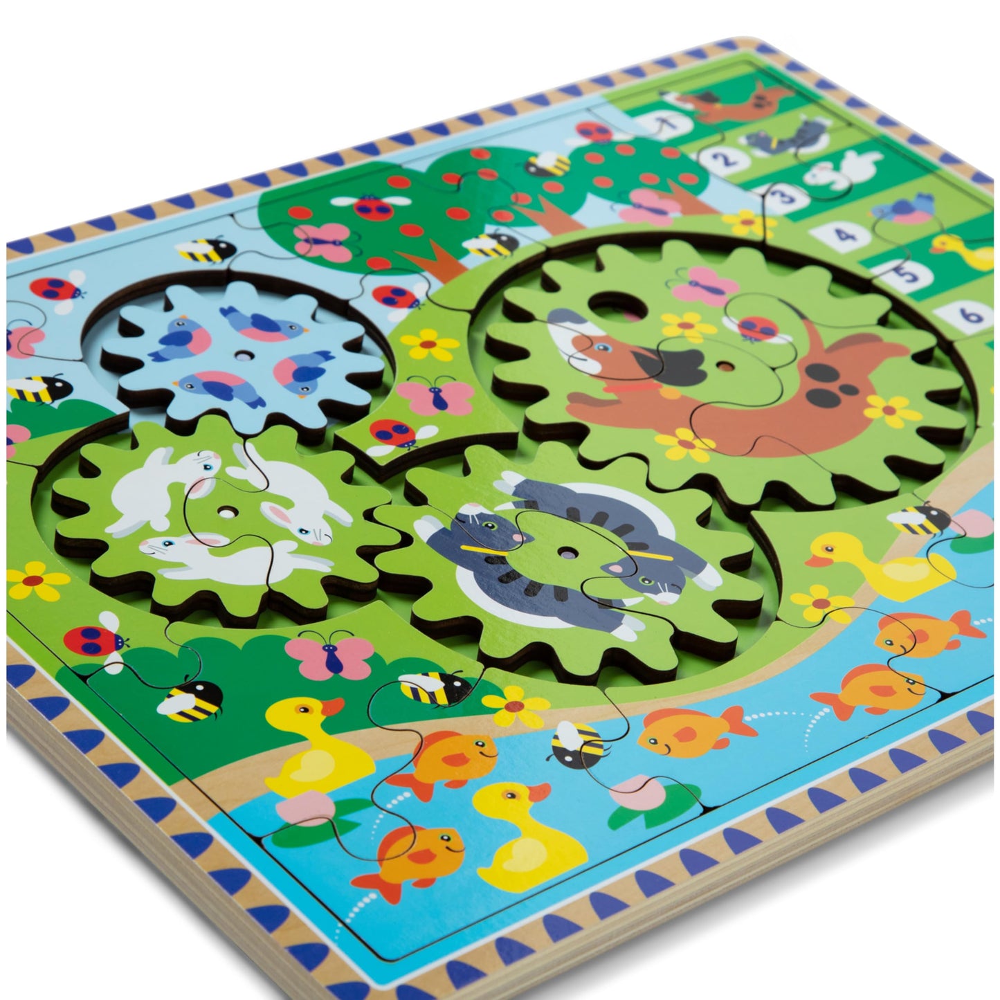 Melissa & Doug Wooden Animal Chase Jigsaw Spinning Gear Puzzle – 24 Pieces Wooden Puzzle for Toddlers and Preschoolers, for Boys and Girls Ages 3+