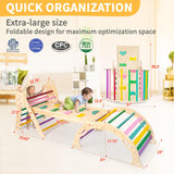 RMOKA Indoor Climbing Toys for Toddlers 1-3, 7in1 Extra Large Pikler Triangle Set, Foldable Wooden Montessori Climbing Set with Arch, Ramp & Ladder Baby Indoor Playground Jungle Gyms for Toddlers RMOKA