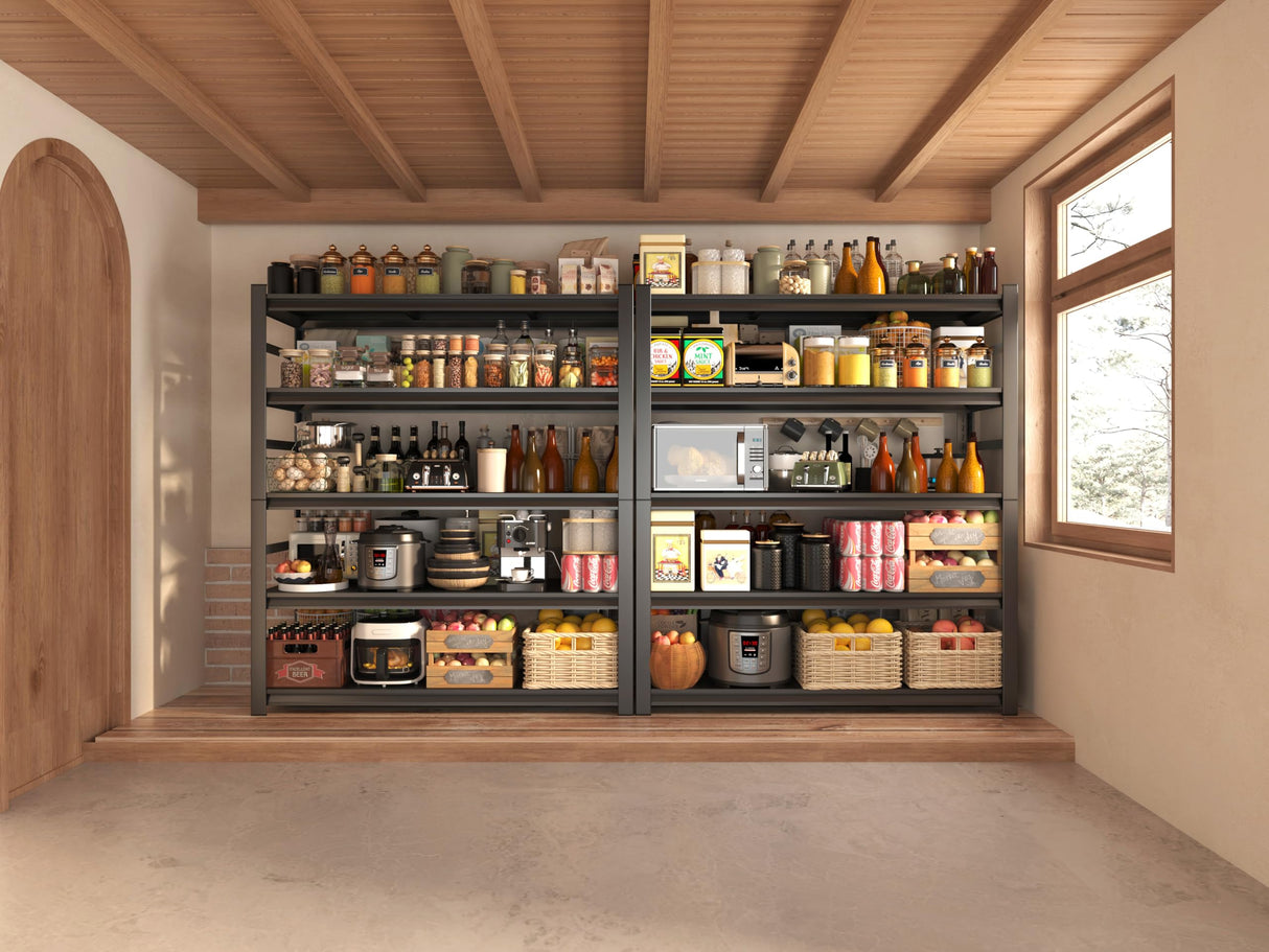 63"H Heavy Duty Garage Shelving Unit – 3000 lbs 5-Tier Adjustable Metal Storage Rack, Tool-Free Assembly, Rustproof Steel Organizer for Basement, Pantry, Warehouse, 45"W × 17.7"D × 63"H PRESTELION