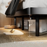 Einhomn Floating Queen Bed Frame with Smart LED Lights & Charging Station – Black Metal Platform, No Box Spring Needed Einhomn