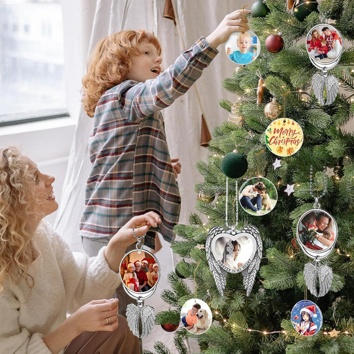 8 Set Silver Angel Wing Sublimation Blank Car Hanging Ornament Charms Heat Transfer Blank Photo Frame Pendants Customize Keychain for Automobile Rearview Mirror Home Window Ornaments Frinnovan