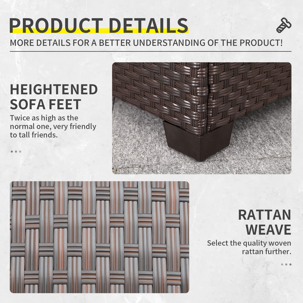 Patio Rattan Coffee Table with Hidden Storage, Wicker Liftable Dinning Table, Versatile Piece of Outdoor Furniture, Brown Lviden