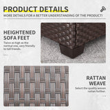 Patio Rattan Coffee Table with Hidden Storage, Wicker Liftable Dinning Table, Versatile Piece of Outdoor Furniture, Brown Lviden