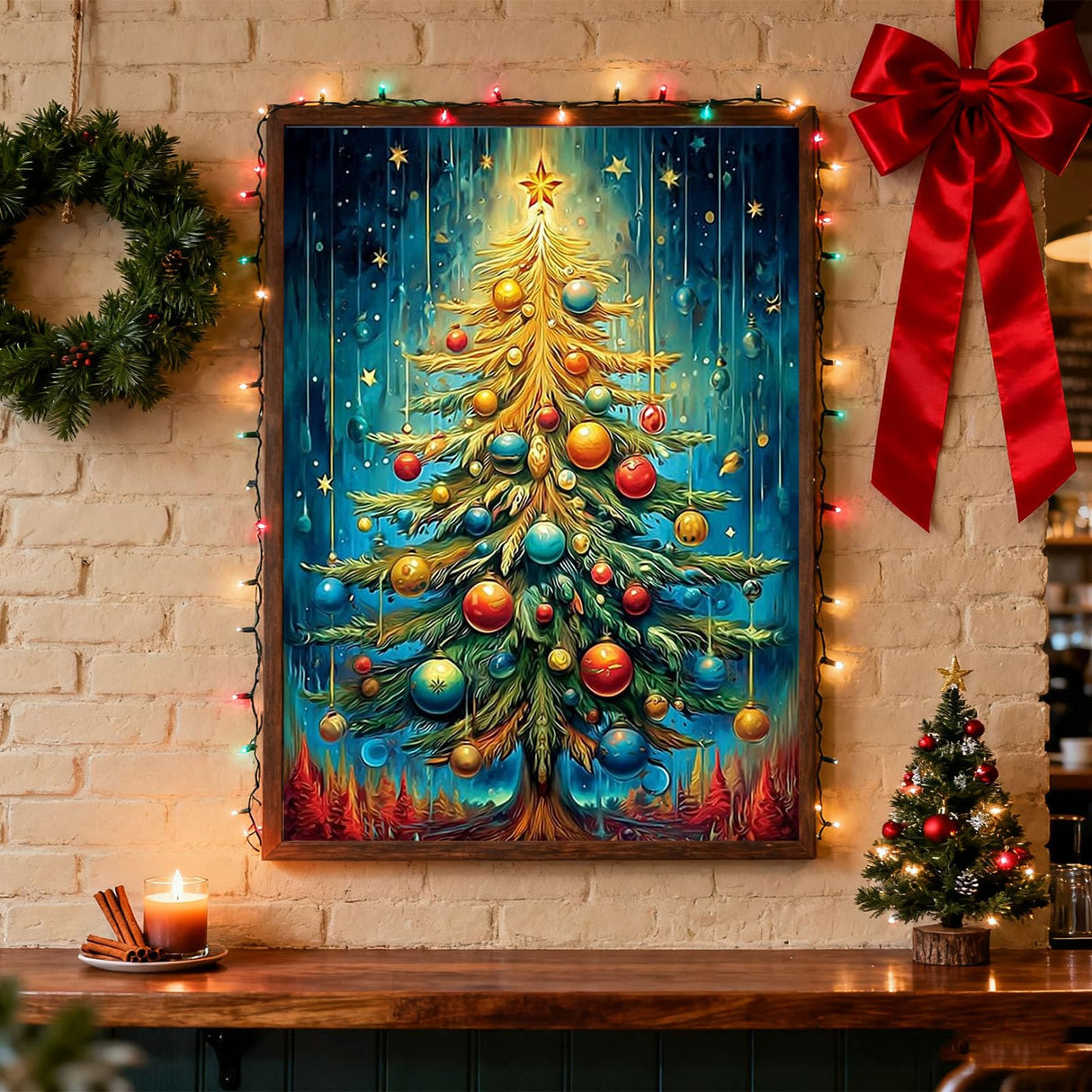 Christmas Paint by Numbers Kit for Adults - Christmas Tree Paint by Number Adult for Gift Home Wall Decor 16x20 Inch HITO
