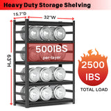 Notmise Kitchen Storage Shelves, Heavy Duty 5-Tier Kitchen Shelving, 63" H Metal Storage Unit with Adjustable Shelves, Free Standing Pantry Organization Shelf, for Kitchen, Pantry and Garage, Black Notmise