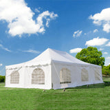 EROMMY 20x30ft Pole Party Tent with Sidewalls, 2 Doors, Carry Bags, Heavy Duty PVC Fire Retardant Outdoor Canopy for 120 People, Ideal for Parties, Events, Weddings, Large White Tent EROMMY