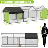 Large Metal Chicken Coop Chicken Run with Cover for 10-12 Chickens 120"×40"×40" Portable Poultry Cage Hen House Outdoor Backyard Farm Animal Enclosure Crate Pet Playpen Exercise Pen for Rabbit Duck AIMUCT
