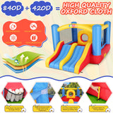 Whubefy Bounce House, Inflatable Bounce House for Kids 3-6 Big Kids 8-12, Indoor/Outdoor Double Slide Obstacle Bouncer with Blower, 12 x 9FT Jumping Castle with Center Hoop for Family Backyard Wesoky