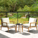 Tangkula 3 Piece Patio Chair Set, Wicker Chair & Side Table Set with Soft Cushions & Tempered Glass Tabletop, Solid Wood Support, Outdoor Rattan Furniture Set for Porch, Backyard, Poolside Tangkula