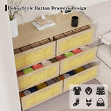 Derfullo 6 Drawers Dresser for Bedroom, Wood Rustic Wide Chest of Drawers, Storage Dressers Organizer for Bedroom, Living Room, Hallway Derfullo