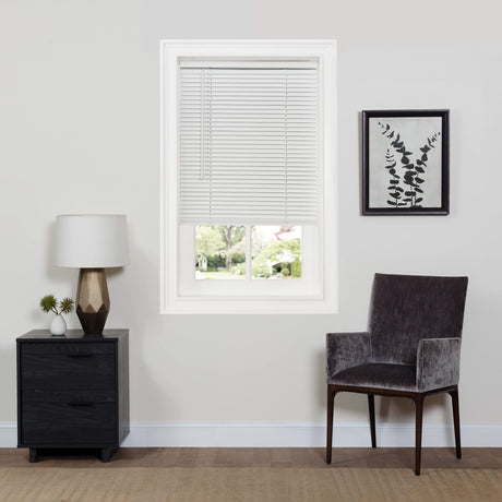 Cordless Room Darkening Mini Blind - 31 Inch Width, 64 Inch Length, 1" Slat Size - Pearl White - Cordless GII Deluxe Sundown Horizontal Windows Blinds for Interior by Achim Home Decor Achim Home Furnishings