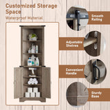 OKD Tall Corner Cabinet, Farmhouse Storage Cabinet with Barn Door Design & Adjustable Shelves, Home Space Saver for Bathroom, Living Room, Light Rustic Oak OKD