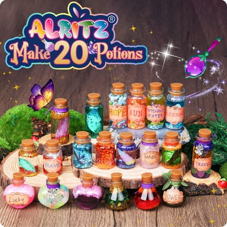 Alritz Fairy Potions Kit, Magic Mix Kit 20 Bottles, Christmas Gifts Decorations Ornaments Garden Crafts Birthday Gifts Toys for Girls and Boys 6 7 8 9 10 11 12+Years Old Families Party Indoor Outdoor Alritz