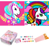 AUGVO Paint by Numbers for Kids, 2 Pcs Paint by Numbers for Kids Ages 4-8 Beginner, for Unicorn DIY Oil Painting Framed Canvas, 8 x 8” Pre Drawn Canvas, Christmas Gift for Kids AUGVO
