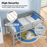 Giantex Twin Loft Bed with Ladder, Wood Low Profile Loft Bed with 30" Clearance & Safety Guard Rails, Space-Saving Loft Bed Frame for Kids Teens Junior, No Box Spring Needed, Kids Bed Frame, Grey Giantex